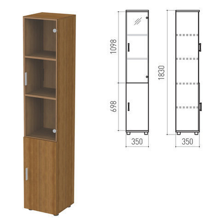 Шкаф закрытый со стеклом "Канц", 350х350х1830 мм