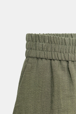 ZARA ШОРТЫ С ОТВОРОТАМИ, ПЫЛЬНЫЙ ХАКИ