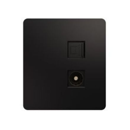 Розетка ROUND компьютерная RJ45 кат6 + TV с/у оникс KRANZ