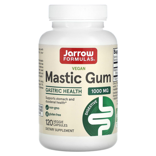Jarrow Formulas, мастиковая смола, веганский продукт, 120 вегетарианских капсул (500 мг в 1 капсуле)