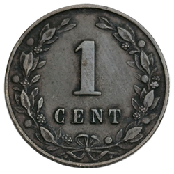 Монета 1 цент (cent) 1880 год Нидерланды