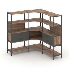 Shelf System Трехсекционный угловой стеллаж четырехярусный с ящиками SN.STMU-431 Дуб Табак/Антрацит/