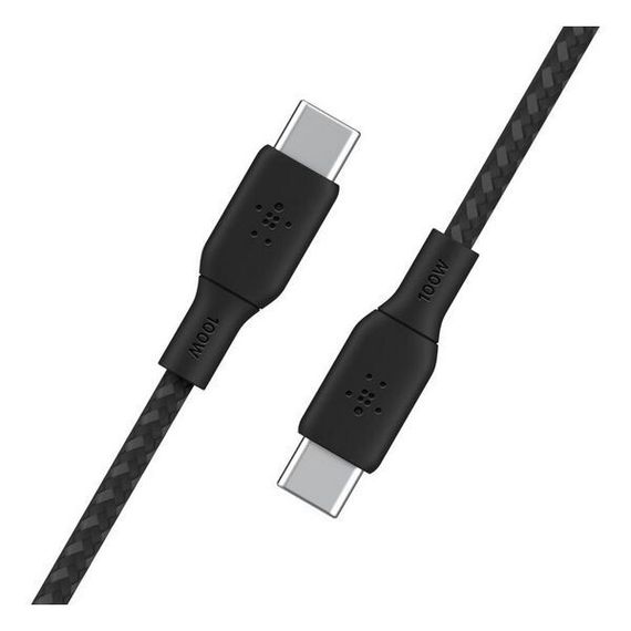 Кабель Belkin Boost Charge Braided USB-C - USB-C, 2 м, нейлон, черный (CAB014bt2MBK)