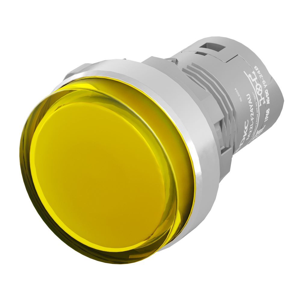Сигнальный индикатор со встроенным диодом 9-24В, желтый, алюминий, зажим Push-In