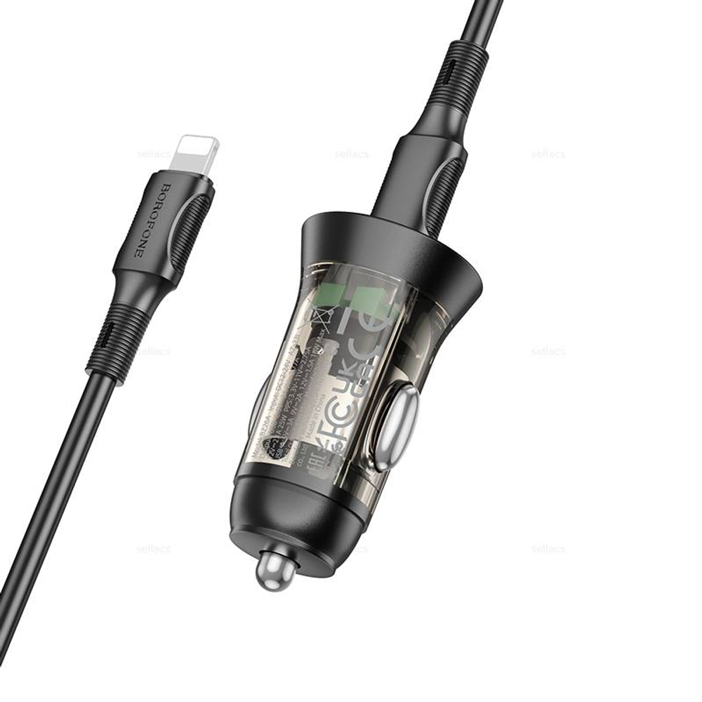 Автомобильное зарядное устройство для Lightning Borofone BZ26A PD43W QC3.0 (black)