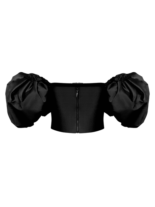 Шелковый топ с объемными рукавами