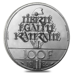 100 франков. Статуя свободы. Пъедфорт. Франция. 1986 год. Серебро