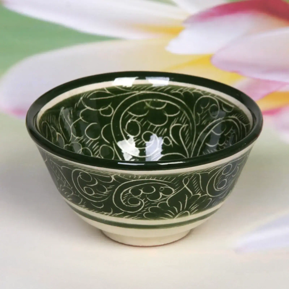 Пиала большая 11*4,5см зеленая Риштанская Керамика