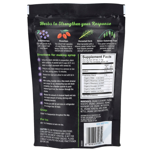 Frontier Co-op, Органическая смесь бузины и трав для приготовления сиропа, смесь для повышения концентрации, 120 г (4,23 унции)