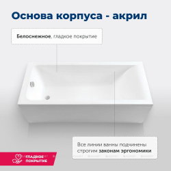 Акриловая ванна Aquanet (Акванет) Bright 175x70 с каркасом