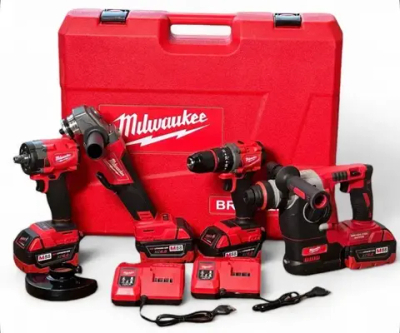 Набор аккумуляторного электроинструмента инструмента Milwaukee 4в1 с 4 АКБ Шуруповерт+Болгарка+Перфоратор+Гайковерт 18V