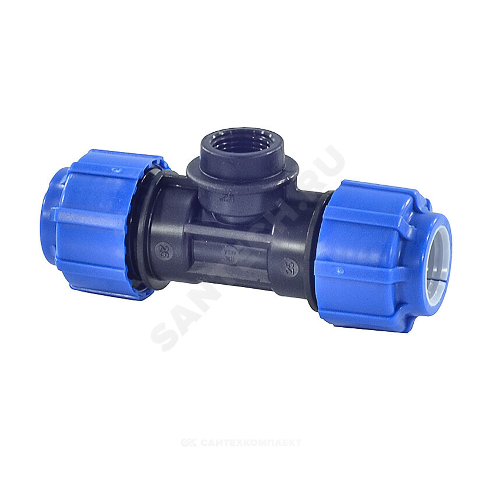 Тройник компрессионный ПЭ Дн 25х1/2"х25 ВР Ру16 ТПК-АКВА 52251225