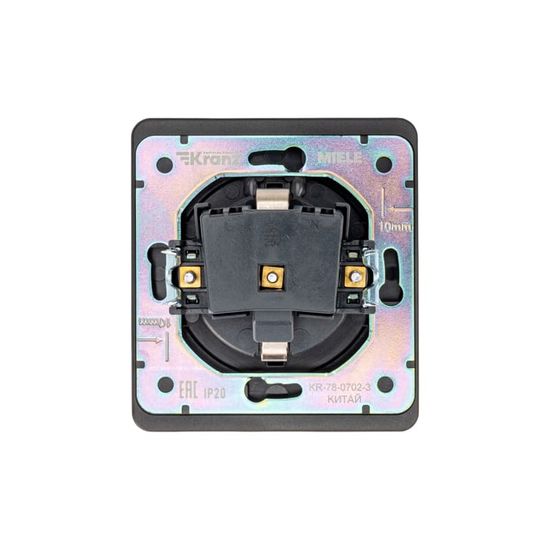 Розетка STRONG 1-ая с/з с/у, со шторками и крышкой 16А антрацит KRANZ