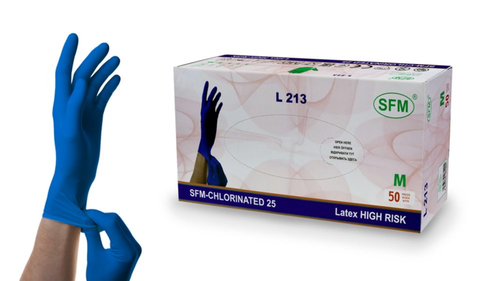 Перчатки HIGH RISK CHLORINATED L 213 латекс н/стер неоп текстур р.ХL