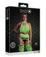 Эффектный комплект-сетка: топ и чулки на поясе (Размер: XL-4XL) (Цвет: зеленый)