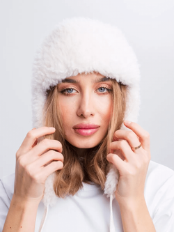 Ушанка теплая, белая, SilverFox