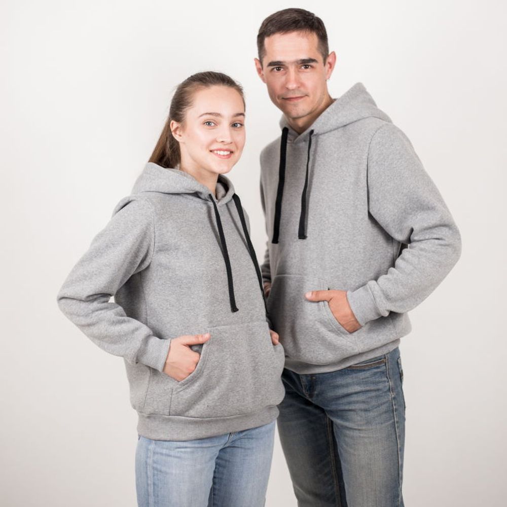 ХУДИ С КАПЮШОНОМ ФЛИС,280, свет.меланж, M-302_52 (XL)