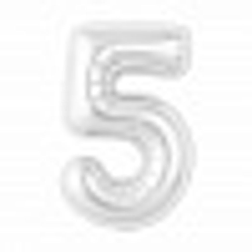 Agura Шар-цифра, фольга, Белый блеск Slim "Цифра 5", 102 см (БГ-60)