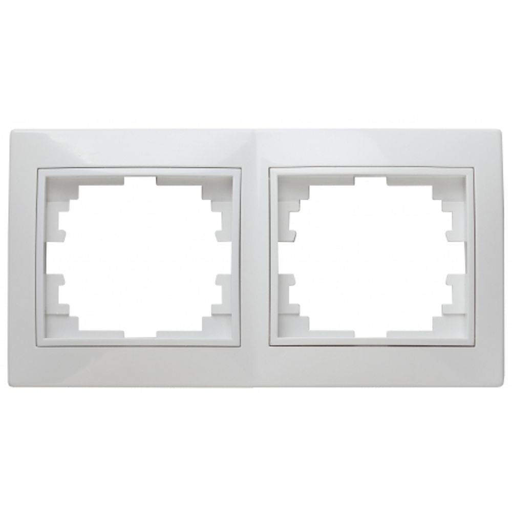 Рамка для розеток и выключателей Intro Plano 1-502-01 на 2 поста горизонтальная, СУ, белый