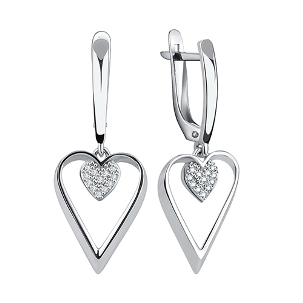 Серьги из серебра с фианитами