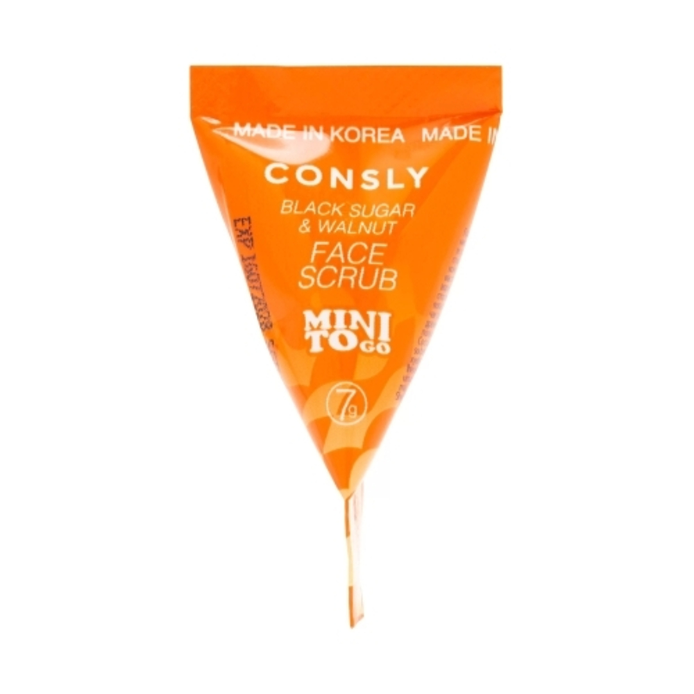 Скраб для лица с черным сахаром CONSLY Mini To Go Black Sugar & Walnut Face Scrub 7 гр