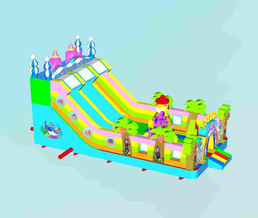 Коммерческий надувной батут «В гостях у дельфинов», 10*5*5 м