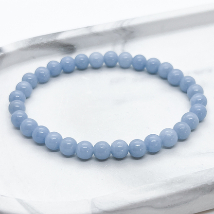 Браслет, ангелит, диаметр бусин около 6 мм, размер 17 см