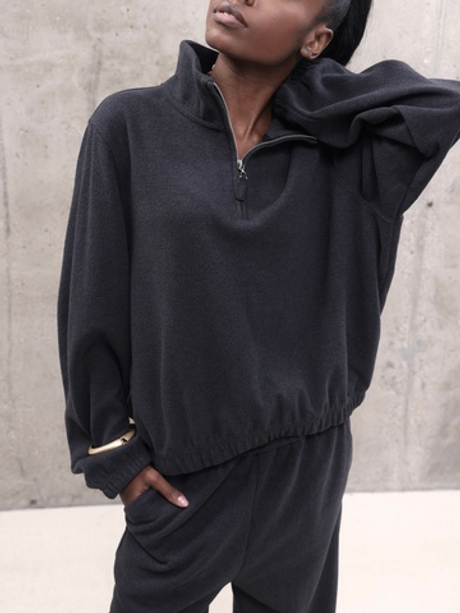 Графитовый флисовый костюм с воротом на молнии