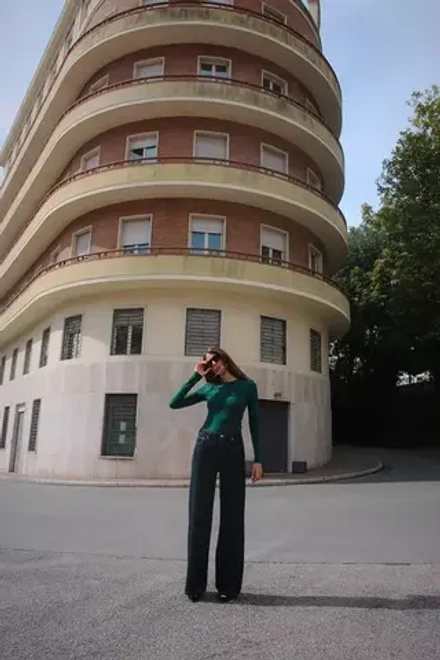 ZARA ФУТБОЛКА С ДЛИННЫМИ РУКАВАМИ, БУТЫЛОЧНО-ЗЕЛЕНЫЙ
