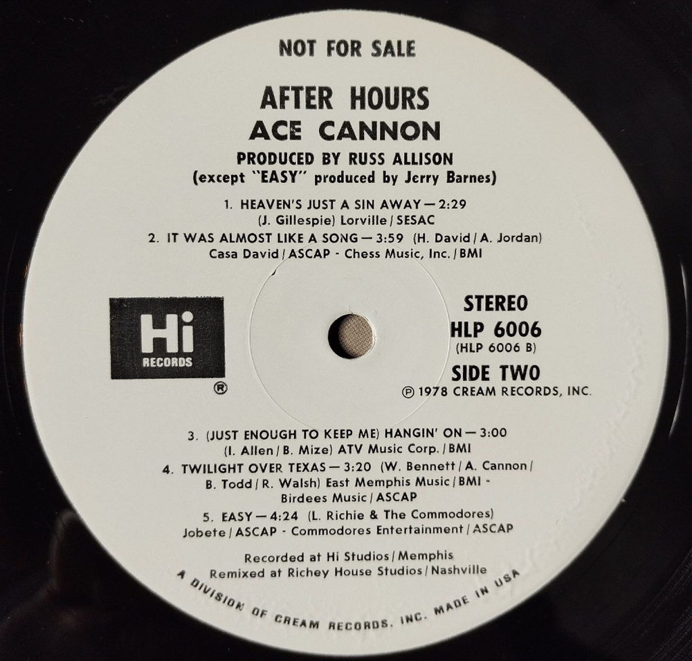 Винтажная виниловая пластинка LP Ace Cannon After Hours (USA 1978)