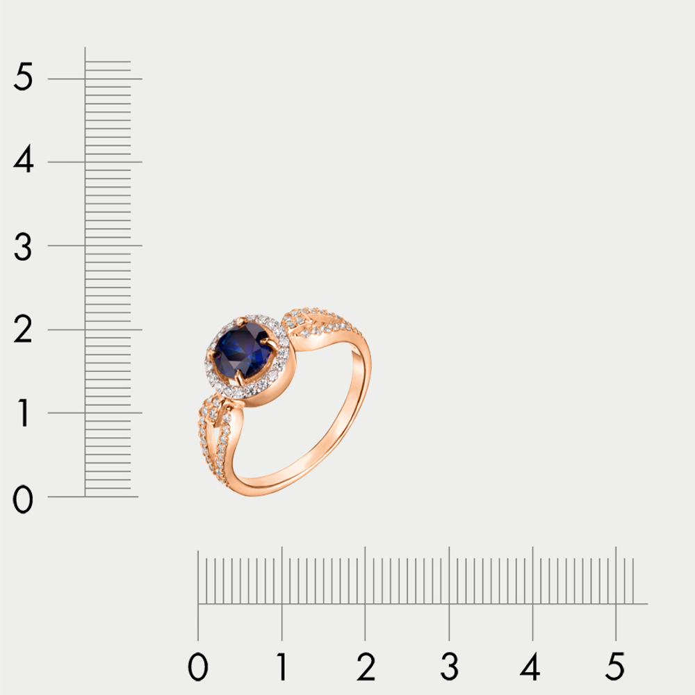 Кольцо женское из красного золота 585 пробы с корундом и фианитами (арт. Кл-4450)