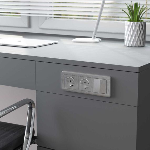 Выключатель двухклавишный Werkel (cеребряный рифленый) W1122009 4690389159626