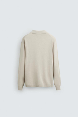 ZARA ТРИКОТАЖНОЕ ПОЛО, ПЕСОЧНЫЙ