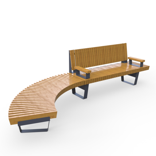 Скамейка Rail Road 02 с подлокотниками и поворотом