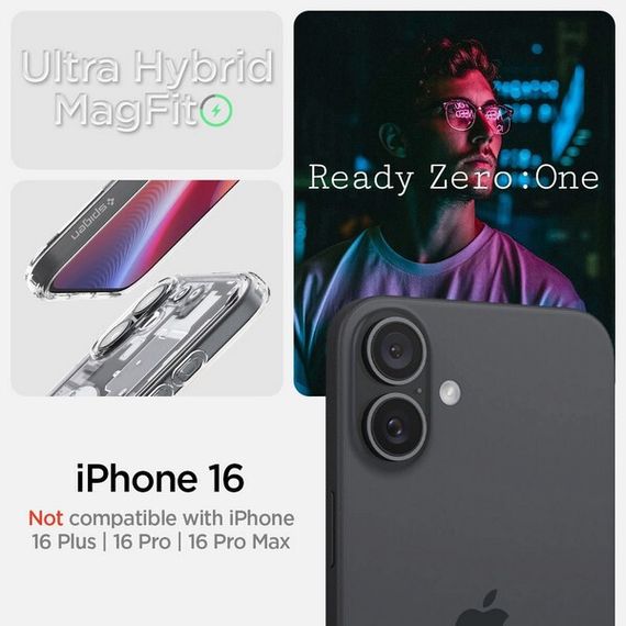Чехол Spigen Ultra Hybrid для iPhone 16 (ACS08208) Zero One / Черный