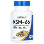 Nutricost, KSM-66, экстракт корня ашваганды, 600 мг, 60 капсул