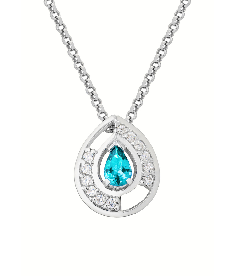 Подвес из серебра со вставками из выращенной голубой шпинели и бесцветных фианитов