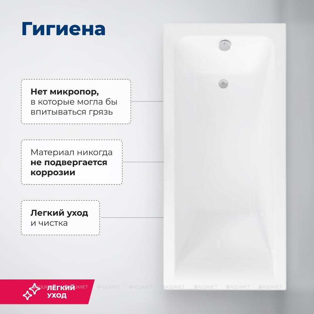 Акриловая ванна Aquanet (Акванет) Bright 180x80 с каркасом