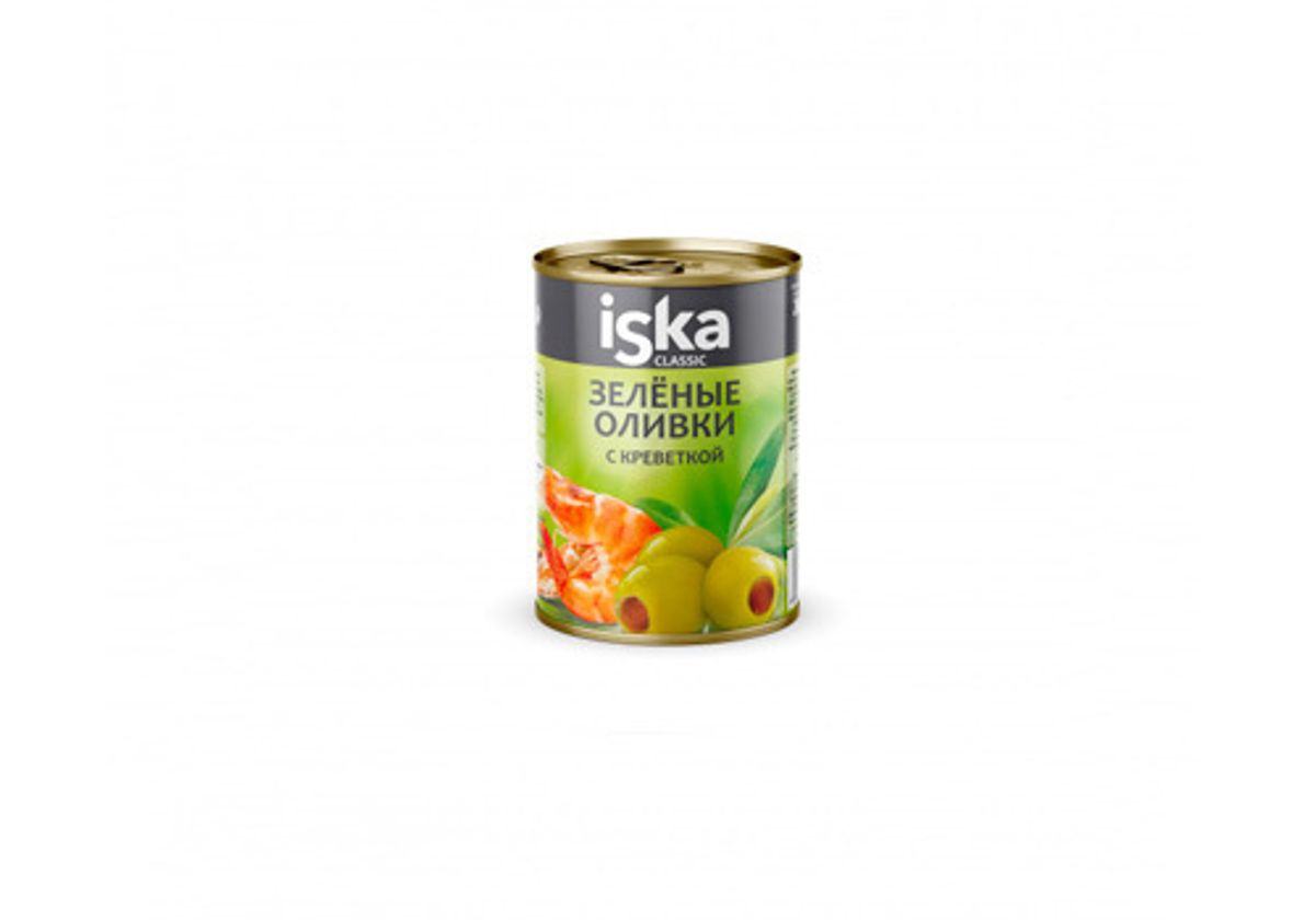 Зеленые оливки с креветкой Iska, 300мл