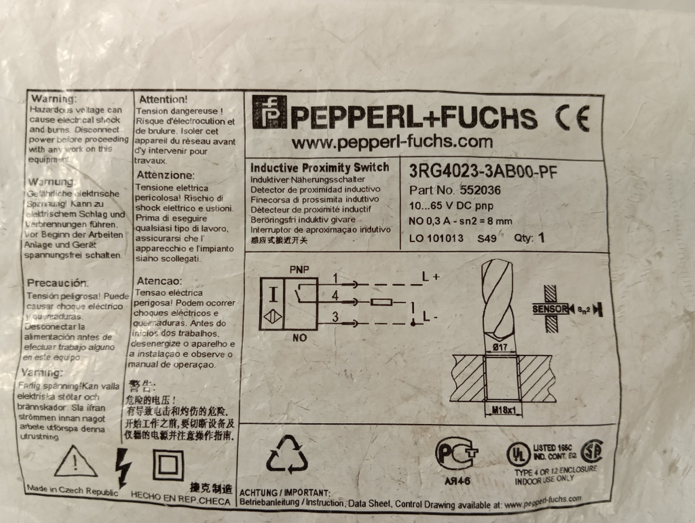 PEPPERL+FUCHS 3RG4023-3AB00-PF новое