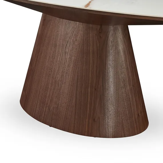 Стол овальный Ando 230х110 см, керамика Carrara, шпон ореха