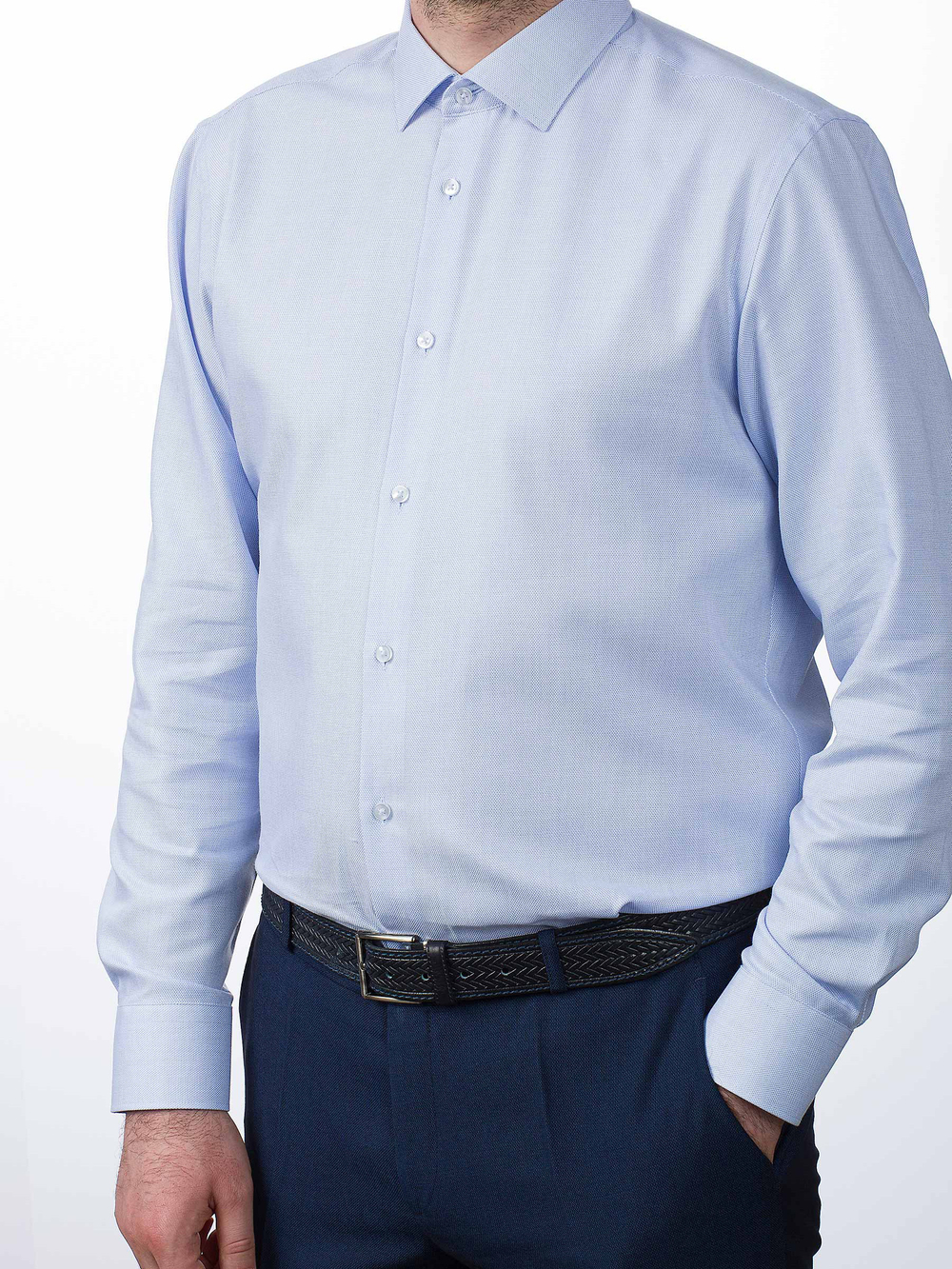 Сорочка мужская VESTER длинный рукав, цвет голубой, хлопок/пэ 515142 77