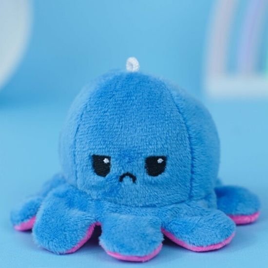 Мягкий брелок-перевертыш "Осьминожек" розовый синий, 10 см