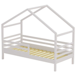 Кровать детская, 90х190х170, Альков, с бортиком, кровать домик, деревянная, белый, Dipriz