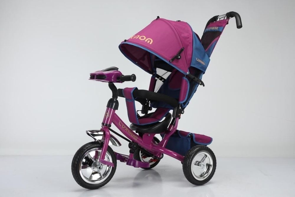 Трехколесный велосипед Luxmom c родительской ручкой (фиолетовый)