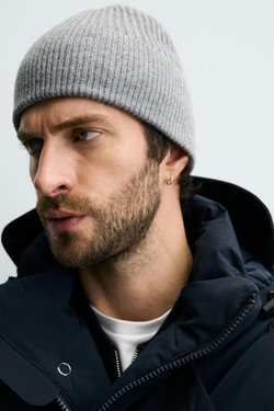 ZARA ШАПКА БИНИ ИЗ СМЕСОВОЙ ШЕРСТИ, СЕРЫЙ
