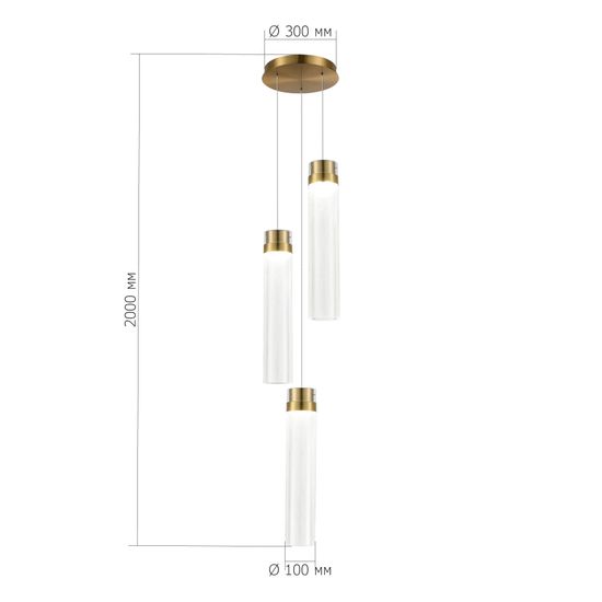 SL6236.303.03 Светильник подвесной ST-Luce Латунь/Прозрачный LED 3*12W 4000K CHAMPAGNE