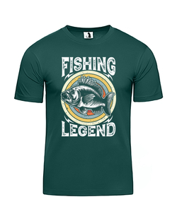 Футболка рыбака Fishing Legend классическая прямая темно-зеленая