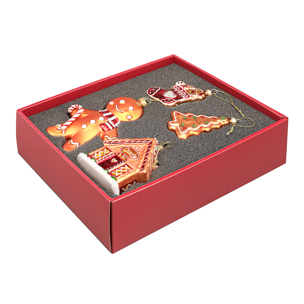 Набор ёлочных украшений ginger celebration из коллекции new year essential, 4 шт.