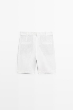 Massimo Dutti Короткие бермуды из 100% льна, белый